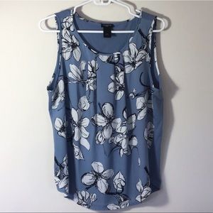 blue floral Ann Taylor petite shirt